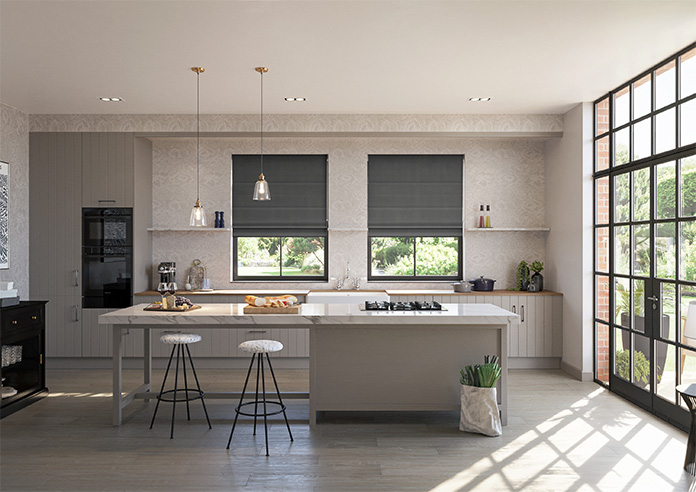 Ultra Luxe Velvet, Dark Grey - Motorised Roman Blind - Image 8